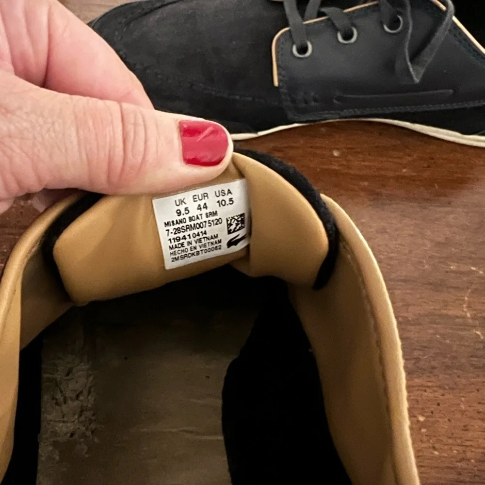 Lacoste Black Boat Shoes with Suede Finish